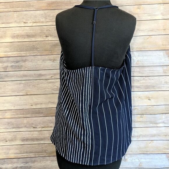 Socialite Navy Blue White striped T Strap Tank top large casual - Picture 6 of 6